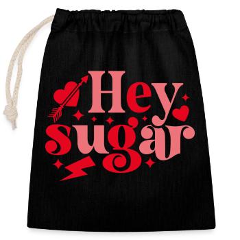 Hey Sugar - Closable cotton gift bag (25x30cm) - black - Front