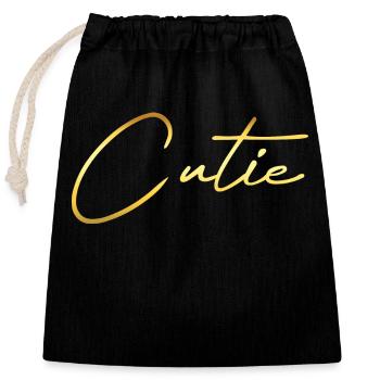 Cutie gold - Closable cotton gift bag (25x30cm) - black - Front