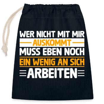 Wer nicht mit mir auskommt - Verschließbarer Geschenkbeutel aus Baumwolle (25x30cm) - Navy - Vorne