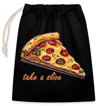 Liebe zur Pizza - Verschließbarer Geschenkbeutel aus Baumwolle (25x30cm) - Schwarz - Vorne
