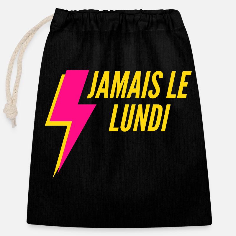JAMAIS LE LUNDI T SHIRT - Sac cadeau en coton avec cordon (25 x 30 cm) - noir