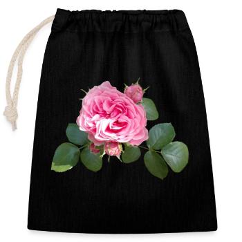 Rosarote ROSE - Verschließbarer Geschenkbeutel aus Baumwolle (25x30cm) - Schwarz - Vorne