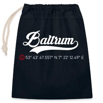 Insel Baltrum - Verschließbarer Geschenkbeutel aus Baumwolle (25x30cm) - Navy - Vorne