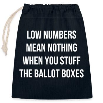 Politics English - Closable cotton gift bag (25x30cm) - navy - Front