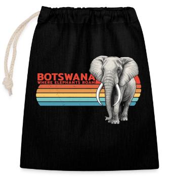 Elefant Botswana - Verschließbarer Geschenkbeutel aus Baumwolle (25x30cm) - Schwarz - Vorne