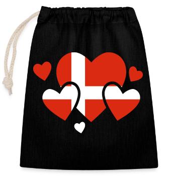 Flag of Denmark Scandinavia Danish Flag Travel - Closable cotton gift bag (25x30cm) - black - Front