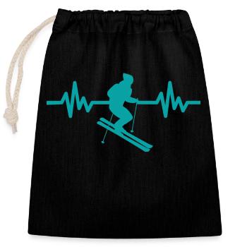 Heartbeat Ski Ski freestyle - Sac cadeau en coton avec cordon (25 x 30 cm) - noir - Devant