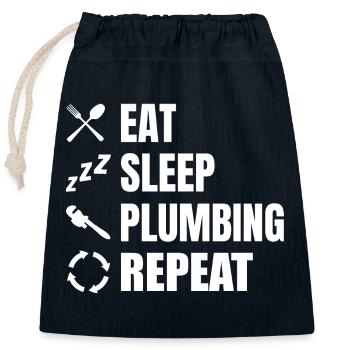 Manger, dormir, plomber, répéter - Sac cadeau en coton avec cordon (25 x 30 cm) - bleu marine - Devant