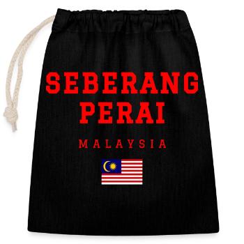 Seberang Perai, Malaysia - Closable cotton gift bag (25x30cm) - black - Front