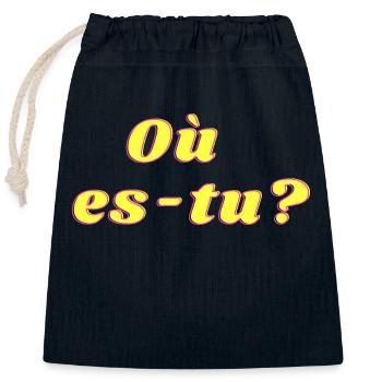 ou es tu - Sac cadeau en coton avec cordon (25 x 30 cm) - bleu marine - Devant