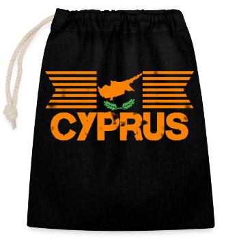 Cyprus - Vintage Orange Farbe - Verschließbarer Geschenkbeutel aus Baumwolle (25x30cm) - Schwarz - Vorne