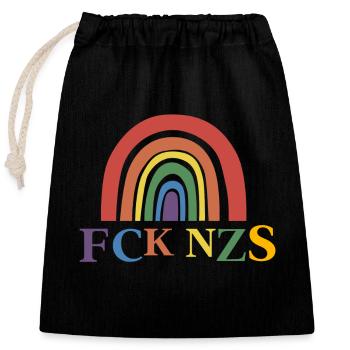 FCK NZS - Closable cotton gift bag (25x30cm) - black - Front