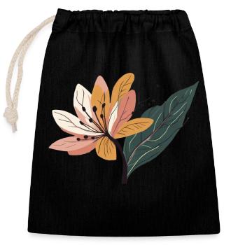 Flower Lily Minimalist - Closable cotton gift bag (25x30cm) - black - Front