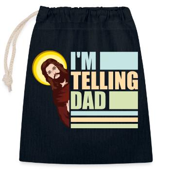 Je dis à papa drôle Jésus Meme Dieu Religieux - Sac cadeau en coton avec cordon (25 x 30 cm) - bleu marine - Devant