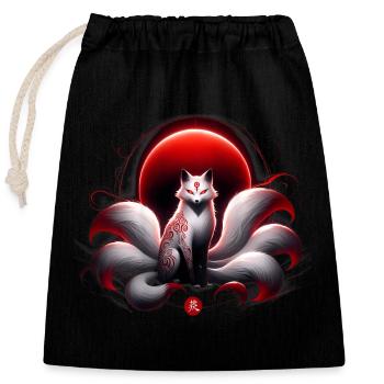 Crimson Kitsune Moon - Closable cotton gift bag (25x30cm) - black - Front