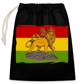 Reggae Afrika Löwe von Juda Judah Rastafari Rasta - Verschließbarer Geschenkbeutel aus Baumwolle (25x30cm) - Schwarz - Vorne