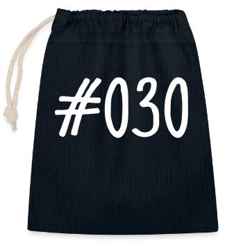 #030 - Hashtag 030 - Vorwahl - Berlin - Hauptstadt - Verschließbarer Geschenkbeutel aus Baumwolle (25x30cm) - Navy - Vorne