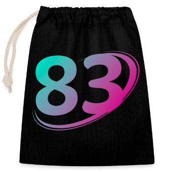 Number 83 multicolor - Closable cotton gift bag (25x30cm) - black - Front
