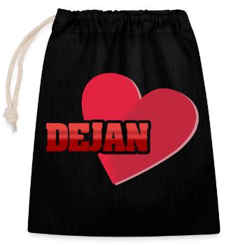 First name Dejan - Closable cotton gift bag (25x30cm) - black - Front