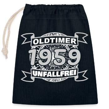 1959 - Closable cotton gift bag (25x30cm) - navy - Front