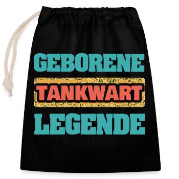 Occupation: Gas station attendant - Closable cotton gift bag (25x30cm) - black - Front