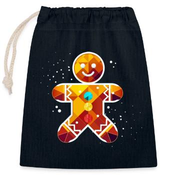 Colorful Gingerbread Man–Colorful Christmas Design - Closable cotton gift bag (25x30cm) - navy - Front