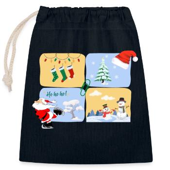 Santa Skate - Closable cotton gift bag (25x30cm) - navy - Front