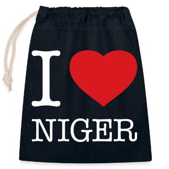 I LOVE NIGER - Closable cotton gift bag (25x30cm) - navy - Front