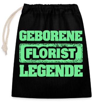 Occupation: Florist - Closable cotton gift bag (25x30cm) - black - Front