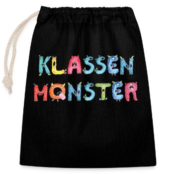 Klassenmonster Alphabet Bunte lustige Buchstaben - Verschließbarer Geschenkbeutel aus Baumwolle (25x30cm) - Schwarz - Vorne