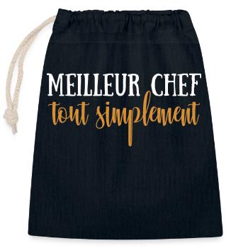 Meilleur chef tout simplement - Sac cadeau en coton avec cordon (25 x 30 cm) - bleu marine - Devant