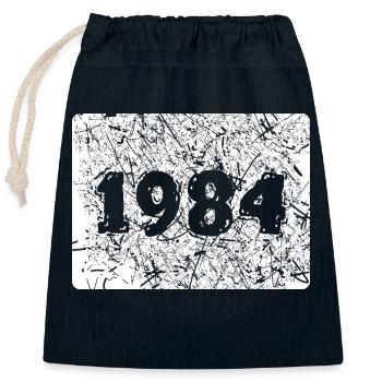 1984 - Verschließbarer Geschenkbeutel aus Baumwolle (25x30cm) - Navy - Vorne