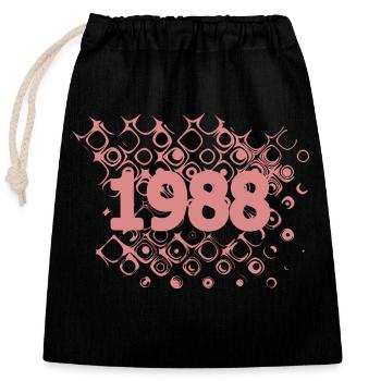 Year 1988 - Closable cotton gift bag (25x30cm) - black - Front