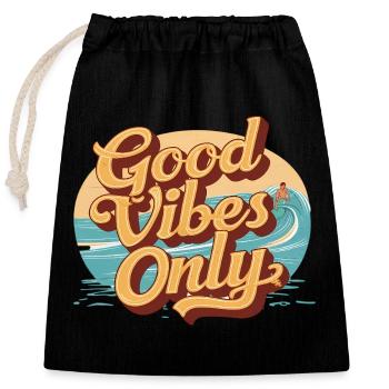 Summer Vibes Only - Closable cotton gift bag (25x30cm) - black - Front