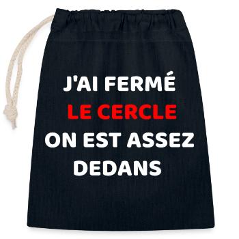 J'ai Fermé Le cercle - Sac cadeau en coton avec cordon (25 x 30 cm) - bleu marine - Devant