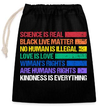 Rainbow Regenbogen Lesbe Pride LGBTQ - Verschließbarer Geschenkbeutel aus Baumwolle (25x30cm) - Schwarz - Vorne