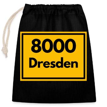 Ortsschild - damals Retro urban PLZ 8000 Dresden - Verschließbarer Geschenkbeutel aus Baumwolle (25x30cm) - Schwarz - Vorne