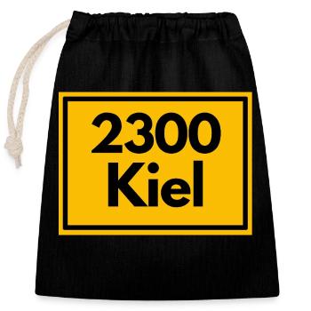 Ortsschild - damals Retro alte PLZ 2300 Kiel - Verschließbarer Geschenkbeutel aus Baumwolle (25x30cm) - Schwarz - Vorne