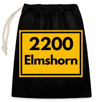 Ortsschild - damals Retro alte PLZ 2200 Elmshorn - Verschließbarer Geschenkbeutel aus Baumwolle (25x30cm) - Schwarz - Vorne