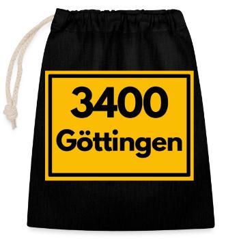 Ortsschild - damals Retro alte PLZ 3400 GÖTTINGEN - Verschließbarer Geschenkbeutel aus Baumwolle (25x30cm) - Schwarz - Vorne