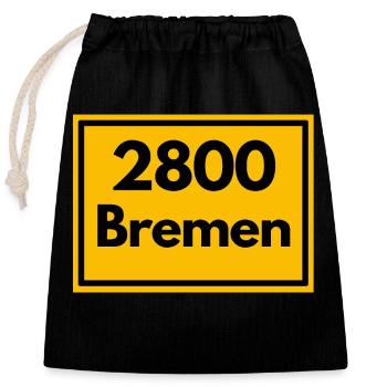 Ortsschild - damals Retro alte PLZ 2800 BREMEN - Verschließbarer Geschenkbeutel aus Baumwolle (25x30cm) - Schwarz - Vorne