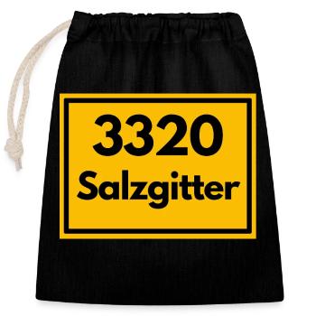 Ortsschild - damals Retro alte PLZ 3320 SALZGITTER - Verschließbarer Geschenkbeutel aus Baumwolle (25x30cm) - Schwarz - Vorne