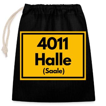 Ortsschild - damals Retro alte PLZ 4011 HALLE - Verschließbarer Geschenkbeutel aus Baumwolle (25x30cm) - Schwarz - Vorne