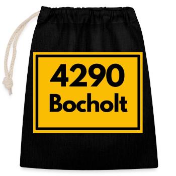 Ortsschild - damals Retro alte PLZ 4290 BOCHOLT - Verschließbarer Geschenkbeutel aus Baumwolle (25x30cm) - Schwarz - Vorne