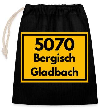 Panneau de la ville ancien code postal 5070 BERGISCH GLADBACHi - Sac cadeau en coton avec cordon (25 x 30 cm) - noir - Devant