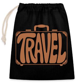 Reisen - Cooler Urlaubskoffer Piktogramm - Verschließbarer Geschenkbeutel aus Baumwolle (25x30cm) - Schwarz - Vorne
