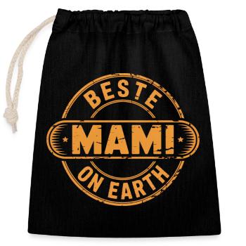 Beste Mami Geschenk Muttertag - Verschließbarer Geschenkbeutel aus Baumwolle (25x30cm) - Schwarz - Vorne