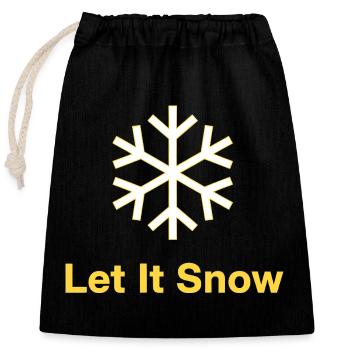 Golden Snowflake - Let It Snow - Closable cotton gift bag (25x30cm) - black - Front