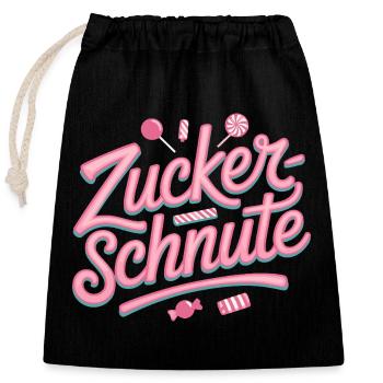 Museau sucré Dent sucrée Chocolat Sucre Museau - Sac cadeau en coton avec cordon (25 x 30 cm) - noir - Devant