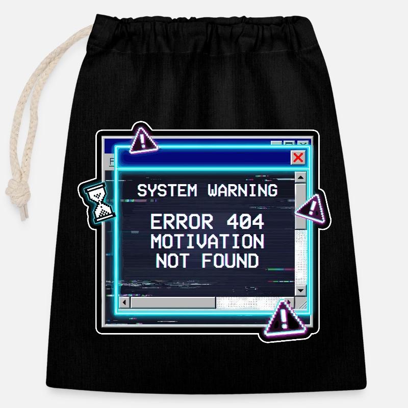 Error 404 Motivation Glitch - Verschließbarer Geschenkbeutel aus Baumwolle (25x30cm) - Schwarz